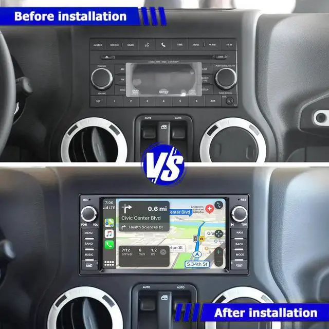Alt view image 2 of 7 - 4G+64G Double Din Car Stereo for Dodge Avenger 2011-2014, for Chrysler 200 2011-2013 w/Carplay & Android Auto, 7 Inch HD Touch Screen Android 13 Car Audio Receiver GPS WiFi Bluetooth BT Backup Camera