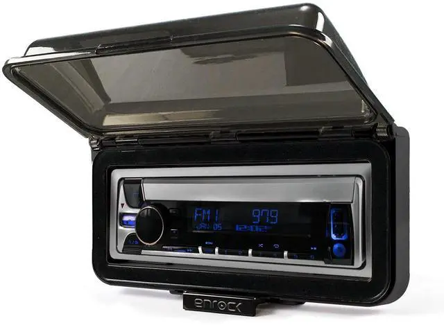 Alt view image 3 of 5 - Single DIN Marine Bluetooth Stereo CD Receiver, Radio Cover, USB/AUX Adapter, Long Range AM/FM Radio Antenna