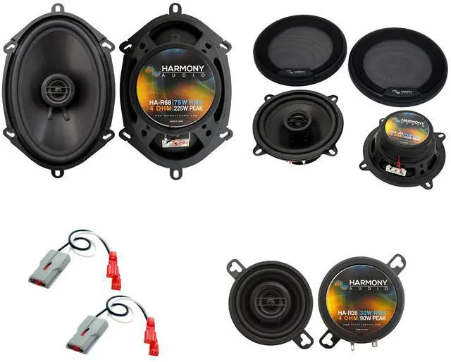 Main image of Fits Ford Mustang 1987-1993 Speaker Replacement with Harness | Front and rear upgrade set for fox body models from 1990, wiring plug-in factory connectors, no splicing needed