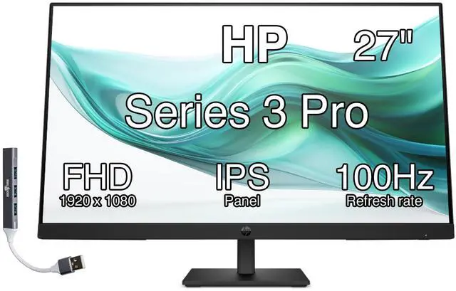 Main image of Series 3 Pro 27" FHD IPS Anti-Glare Monitor with 5ms Response Time | Built-in 2x2W Speakers, Height Adjustable, Flicker Free, VESA Mount (100mm), HDMI & Dockztorm USB Port Expander, Black Color