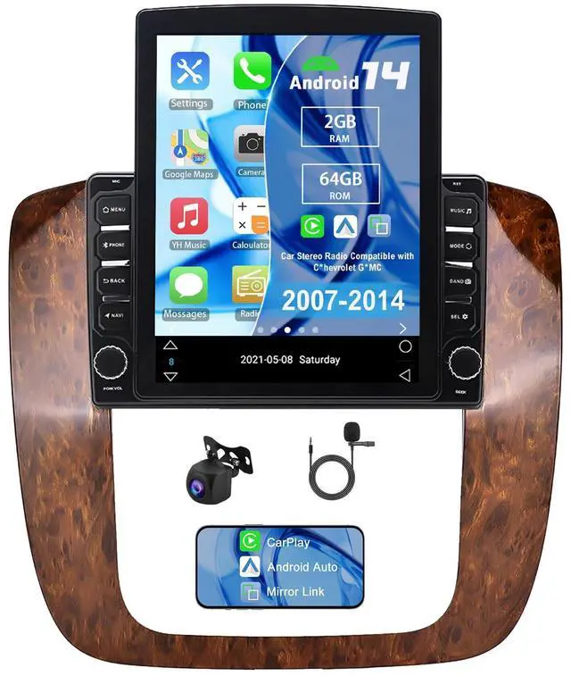 Main image of Android 13 Double Din Car Radio for C*hevrolet G*MC 2007-2014 | 2G+32G 9.7" Touch Screen Car Stereo with Wireless Carplay Android Auto GPS WiFi Mic Backup Camera (2+64G)