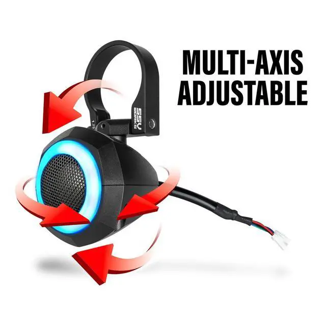 Alt view image 2 of 6 - Universal 1" Cage-Pod Tweeters w/RGB Ring for UTV Audio (Pair) Plug-&-Play Systems and Compatible with Custom or Other Brand Audio Kits, Waterproof Design | 100watts ea | 240-UTL-TWTR
