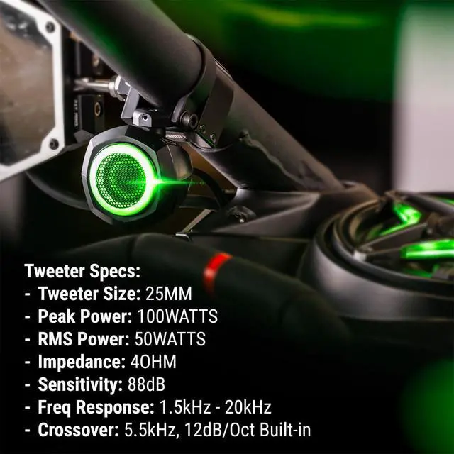 Alt view image 4 of 6 - Universal 1" Cage-Pod Tweeters w/RGB Ring for UTV Audio (Pair) Plug-&-Play Systems and Compatible with Custom or Other Brand Audio Kits, Waterproof Design | 100watts ea | 240-UTL-TWTR