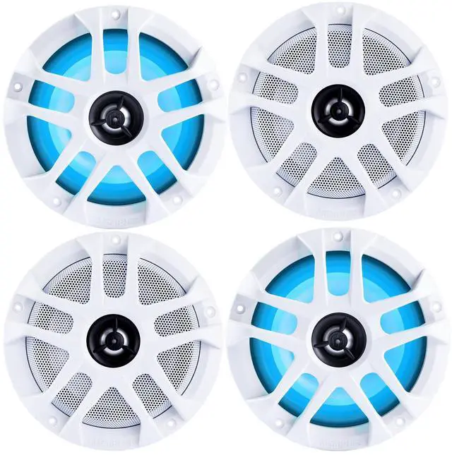 Main image of 6.5" LED Marine Coaxial Speakers - 2 Pair (4 Units) - OEM Bulk Pack MXA60L with White Grilles