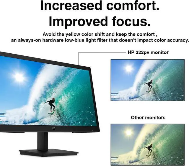Alt view image 3 of 5 - 22" Series 3 Pro 322pv FHD Monitor Anti-Glare, Flicker Free, VESA Mount | (100x100mm), 5 ms Response Time, HDMI, VGA & Dockztorm USB Port Expander, Black (9U5A2AA#ABA) (2026 Latest Model) 2 Pack