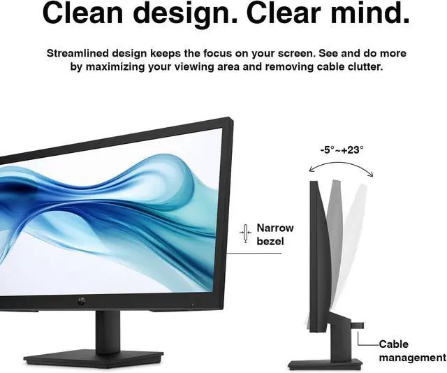 Alt view image 4 of 5 - 22" Series 3 Pro 322pv FHD Monitor Anti-Glare, Flicker Free, VESA Mount | (100x100mm), 5 ms Response Time, HDMI, VGA & Dockztorm USB Port Expander, Black (9U5A2AA#ABA) (2026 Latest Model) 2 Pack