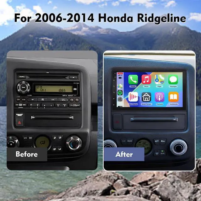 Alt view image 2 of 7 - Car Stereo for Honda Ridgeline 2006-2008 2009 2010 2011 2012 2013 2014 | 7'' Touch Screen Radio for Ridgeline Stereo with Carplay/Android Auto/Bluetooth/GPS/WiFi/Backup Camera/SWC/FM, Manual AC