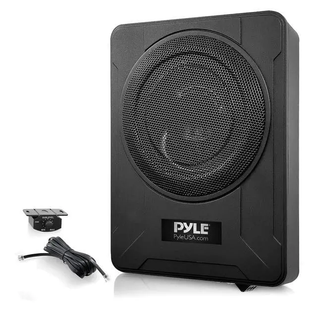 Alt view image 2 of 3 - PLBX8A 8 600 Watt Peak Power Low-Profile Compact Enclosed Low & High Level Inputs Active Amplified Under Seat Car Subwoofer System Bundle Combo with 8 Gauge Wiring Installation Kit