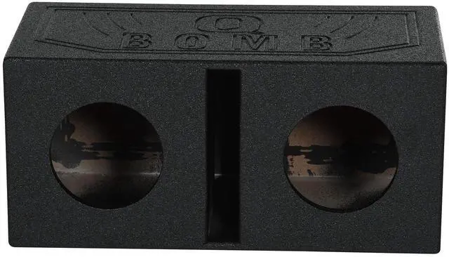 Main image of RQB8 Dual 8" Vented Subwoofer Box Enclosure with Bed Liner Finish | 3/4" MDF Construction, Spring Loaded Terminals, 1.0 Cu Ft per Sub, 40 Hz Tuning Frequency, Car Audio