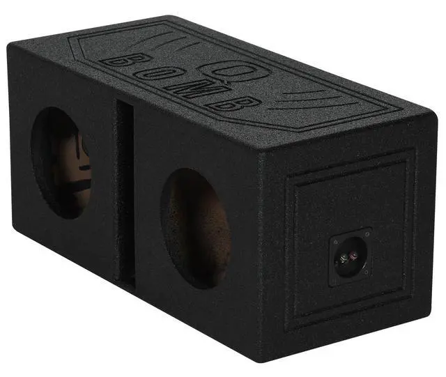 Alt view image 4 of 4 - RQB8 Dual 8" Vented Subwoofer Box Enclosure with Bed Liner Finish | 3/4" MDF Construction, Spring Loaded Terminals, 1.0 Cu Ft per Sub, 40 Hz Tuning Frequency, Car Audio