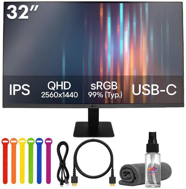 Main image of 32U631A-B 32" QHD (2560×1440) Monitor Bundle | IPS Display, 100Hz Refresh Rate, 5ms Response, HDR10, Reader Mode, Flicker Safe, USB-C, HDMI & Adjustable Tilt + USB-C Cable + Cable Ties + More