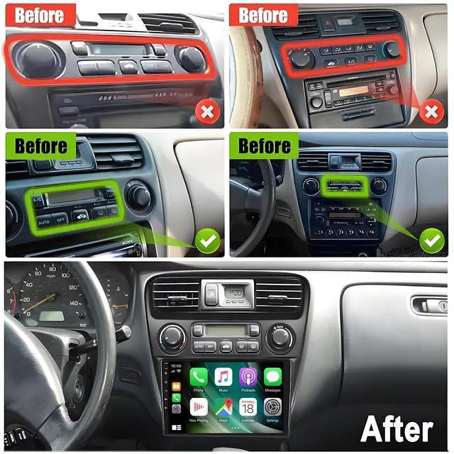 Alt view image 2 of 6 - Car Stereo Radio Fit for Accord 6th 1998 1999 2000 2001 2002, 9inch Touchscreen Car Radio with Carplay Android Auto in-Dash Head Unit WiFi GPS Mirror Link Backup Camera 2+32G
