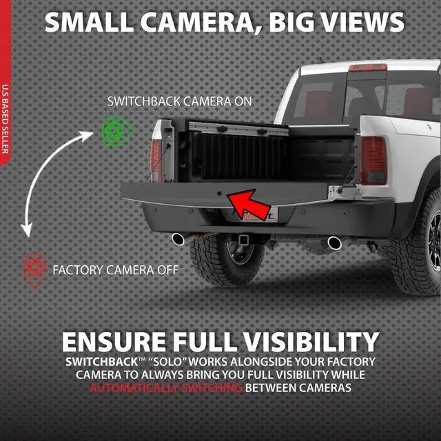 Alt view image 3 of 6 - Switchback Solo Down Tailgate Backup Camera for Truck Back Up Camera Plug & Play (Dodge, RAM 2013-2018 and 2019-2022 1500 Classic)