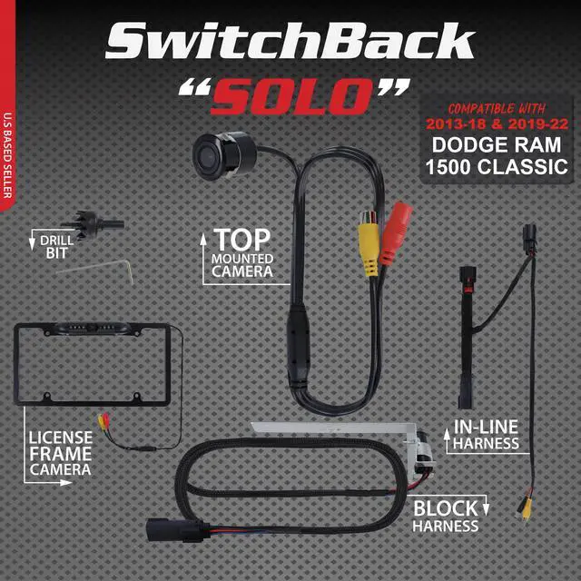 Alt view image 2 of 6 - Switchback Solo Down Tailgate Backup Camera for Truck Back Up Camera Plug & Play (Dodge, RAM 2013-2018 and 2019-2022 1500 Classic)