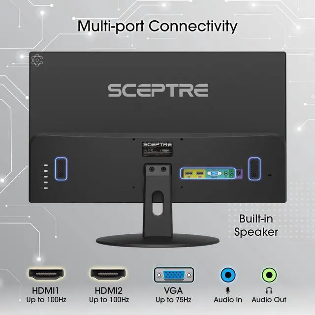 Alt view image 6 of 6 - 24 Inch 75Hz 1080p LED Monitor with Build-in Speakers HDMI VGA Ports, New Black 2019 (E248W-1920)
