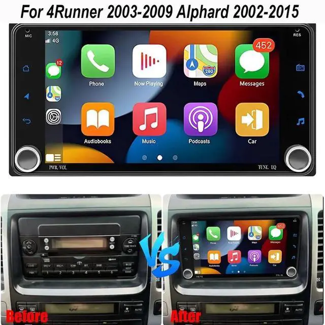 Alt view image 3 of 7 - 2+64G Double Din Car Stereo for Toyota 4Runner 2003-2009 with Wireless CarPlay and Android Auto, 7 Inch IPS Touchscreen Android 14 Car Radio Support Bluetooth WiFi GPS SWC FM RDS
