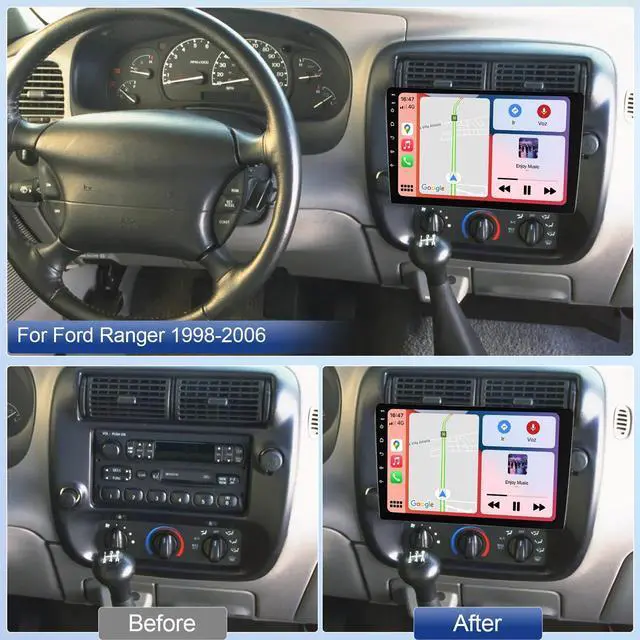 Alt view image 3 of 7 - 10.1 Inch Touschscreen Car Radio for Ford Ranger 1998-2006 | with Wireless CarPlay Android Auto, 4+64G Android 14 Double Din Car Stereo Head Unit w/GPS Bluetooth WiFi FM SWC Camera