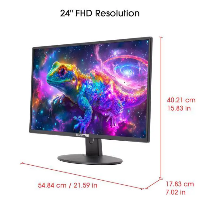 Alt view image 3 of 6 - 24 Inch 75Hz 1080p LED Monitor with Build-in Speakers HDMI VGA Ports, New Black 2019 (E248W-1920)