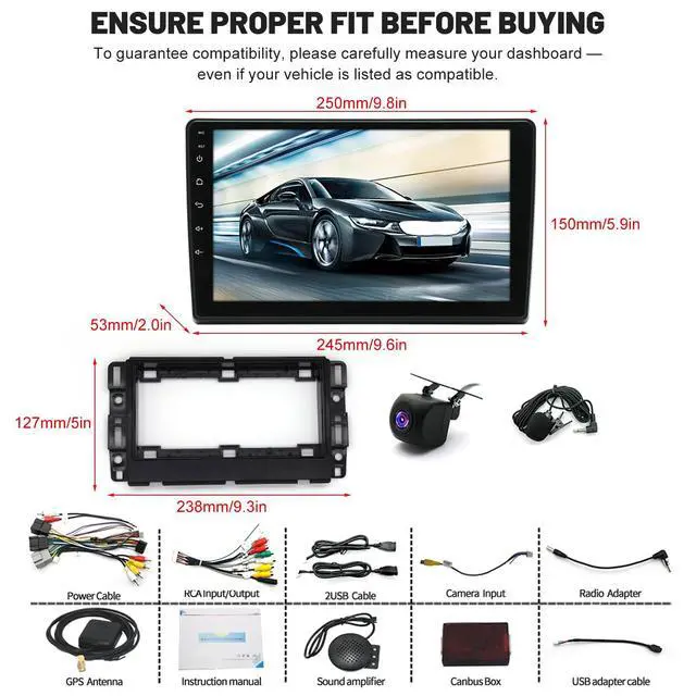 Alt view image 2 of 7 - 2G+64G Car Stereo for Chevy Silverado 1500 2500 3500 2008-2013 with Wireless CarPlay and Android Auto, 10.1" Touschscreen Android 14 Double Din Car Radio Head Unit w/GPS Bluetooth WiFi FM SWC Camera