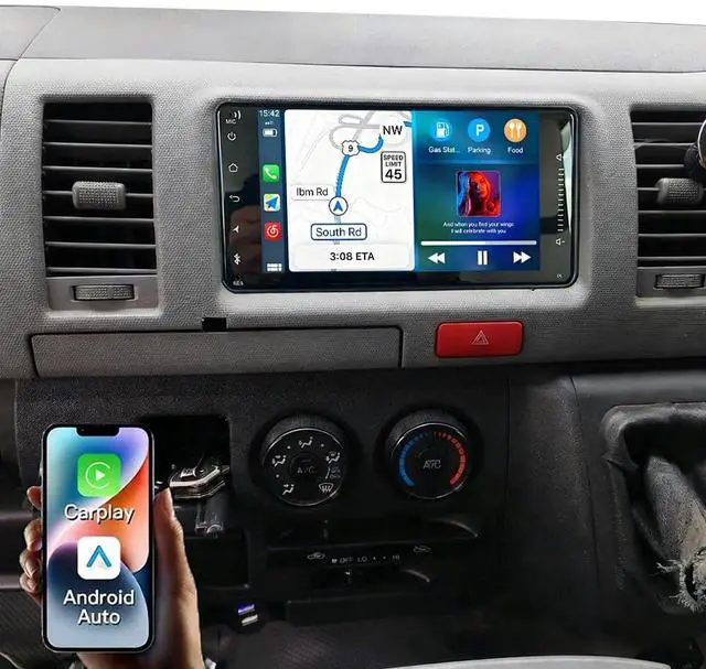 Main image of 4G+64G Car Stereo for Toyota Hiace 2004-2019 7 Inch Touchscreen Android 13 Car Radio w/Wireless Carplay & Android Auto GPS Navigation Head Unit w/Bluetooth WiFi FM/RDS Backup Camera Mirror Link SWC