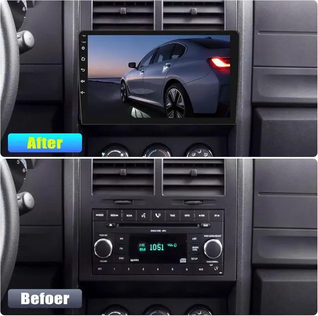 Alt view image 2 of 7 - 4+64G Android Radio Car Stereo for Dodge Nitro 2007-2012 with Wireless Carplay/Android Auto, Car Radio Stereo 10 Inch Touch Screen for Corolla with GPS Navigation/Bluetooth/Backup Camera