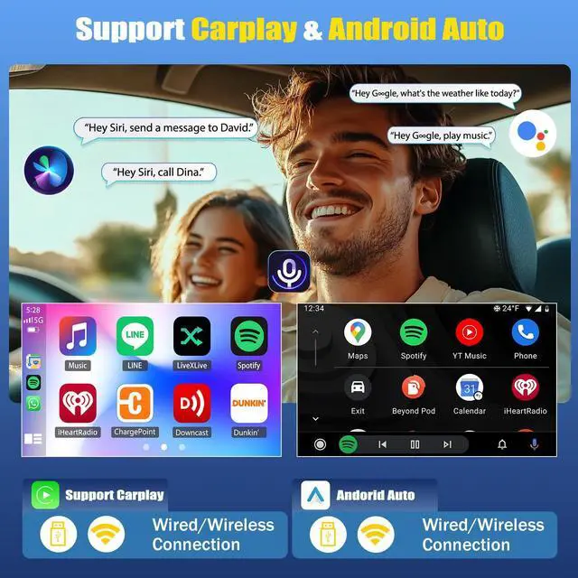Alt view image 3 of 7 - 2+64G Android 13 Car Stereo for Nissan Sentra 2007-2012 with CarPlay Android Auto, 7 Inch Touchscreen Display Radio Player Audio Receivers Headunit with GPS Navigation SWC Split Screen WiFi Bluetooth