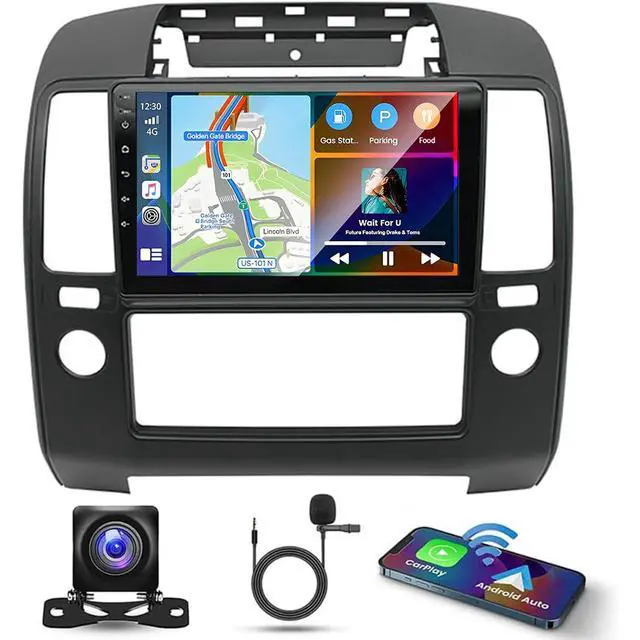 Main image of Android 14 Car Stereo for Nissan Navara 2006-2012 with CarPlay Android Auto, 9 Inch HD Touchscreen Double Din Car Radio Receiver w/GPS Bluetooth SWC Backup Screen Camera WiFi, 2+ 32G