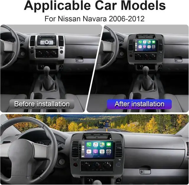 Alt view image 2 of 7 - Android 14 Car Stereo for Nissan Navara 2006-2012 with CarPlay Android Auto, 9 Inch HD Touchscreen Double Din Car Radio Receiver w/GPS Bluetooth SWC Backup Screen Camera WiFi, 2+ 32G