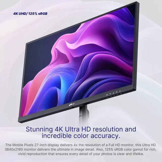 Alt view image 2 of 7 - Mobile Pixels 27-inch 4K UHD (3840 x 2160) Monitor, Tlt Adjustable Stand | Mobile Pixels 27-inch 4K UHD (3840 x 2160) Monitor, Tlt Adjustable Stand