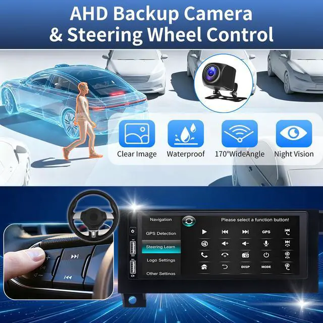 Alt view image 5 of 6 - 6.86 Inch Touchscreen Car Radio for Dodge Dakota 1987-2000 | with Wireless CarPlay Android Auto,2+32G Android 13 Double Din Car Stereo Head Unit w/GPS Bluetooth WiFi FM SWC Camera