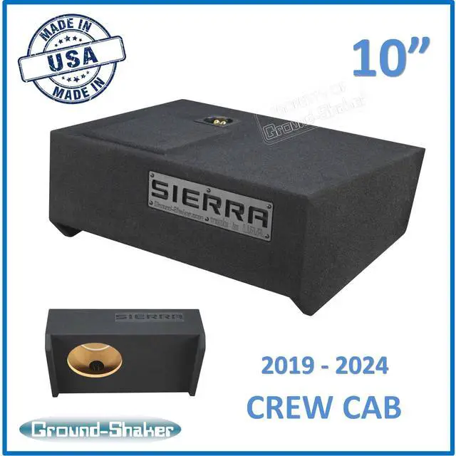 Alt view image 2 of 7 - 2019-2024 Sierra Crew Cab Truck Sub Box 10" Single Subwoofer Enclosure