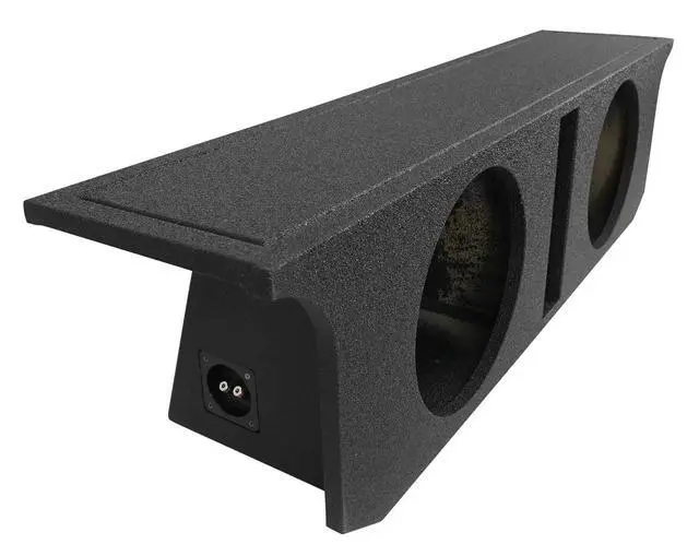 Alt view image 3 of 7 - REC112 Dual 10" Subwoofer Box for 2007-2016 Jeep Wrangler 4-Door | Sealed MDF Enclosure, 1.6 Cu Ft per Sub, 39 Hz Tuning, Gold-Plated Terminals, Charcoal Carpet, Pre-Wired, Behind Rear Seat