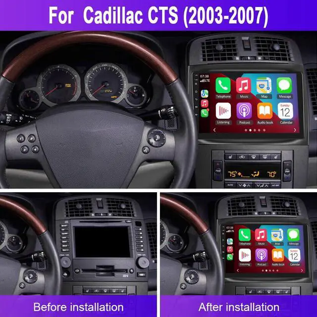 Alt view image 2 of 7 - 10" Android 13 Car Stereo for Cadillac CTS 2003-2007, for SRX 2004-2008 Touch Screen 2 Din Car Radio Receiver w/Wireless Carplay Android Auto GPS Navigation WiFi AHD SWC BT Backup Camera Mic, 2+32G