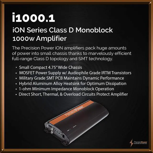 Alt view image 4 of 6 - i1000.1 650W Class D Monoblock Amplifier
