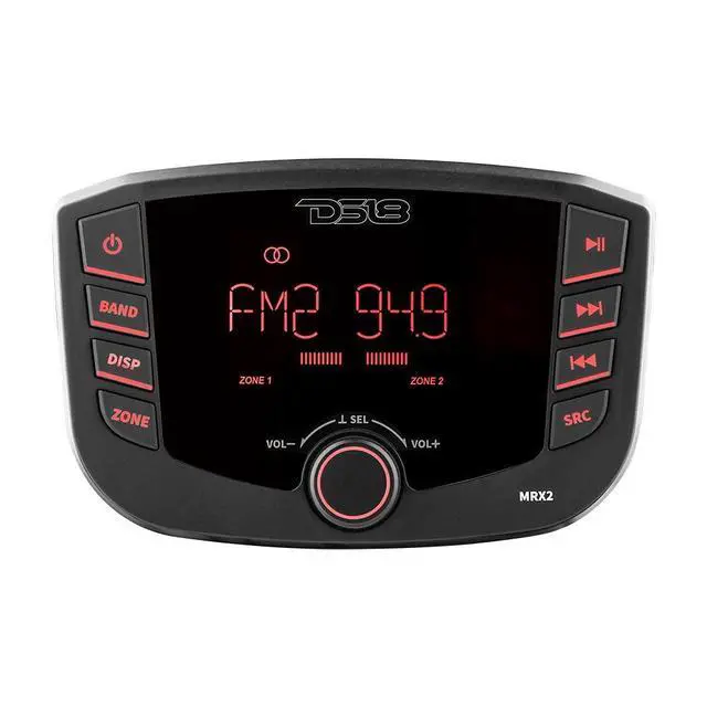 Alt view image 3 of 6 - Hydro MRX2 Marine and Powersports Headunit Media Center Receiver LCD Screen with AM/FM Radio, USB and Bluetooth, 2 Zones, 4 Volts Output, BT, RDS 4X40 Watts