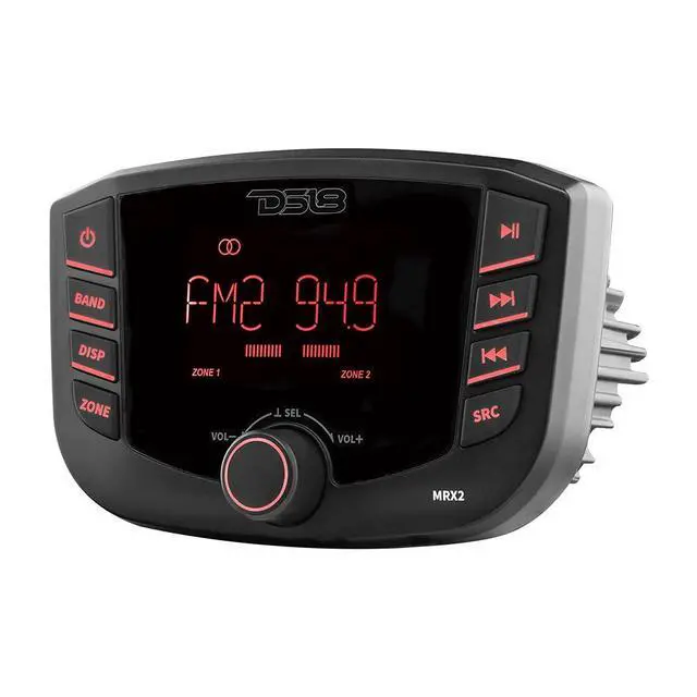 Alt view image 4 of 6 - Hydro MRX2 Marine and Powersports Headunit Media Center Receiver LCD Screen with AM/FM Radio, USB and Bluetooth, 2 Zones, 4 Volts Output, BT, RDS 4X40 Watts