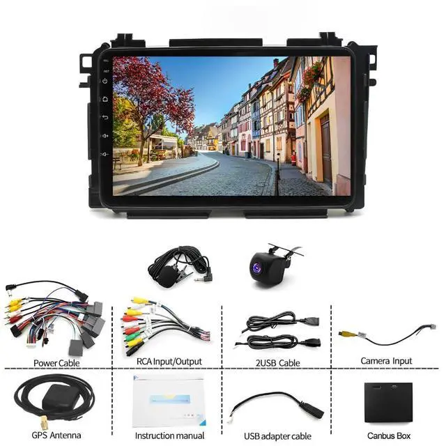 Alt view image 7 of 7 - Double Din Car Stereo for Honda Vezel XRV HR-V 2014-2019 w/Carplay & Android Auto, 9 Inch Touch Screen 2+32G Android 13 Car Radio Receiver GPS Navigation Bluetooth AHD FM SWC Backup Camera Mic
