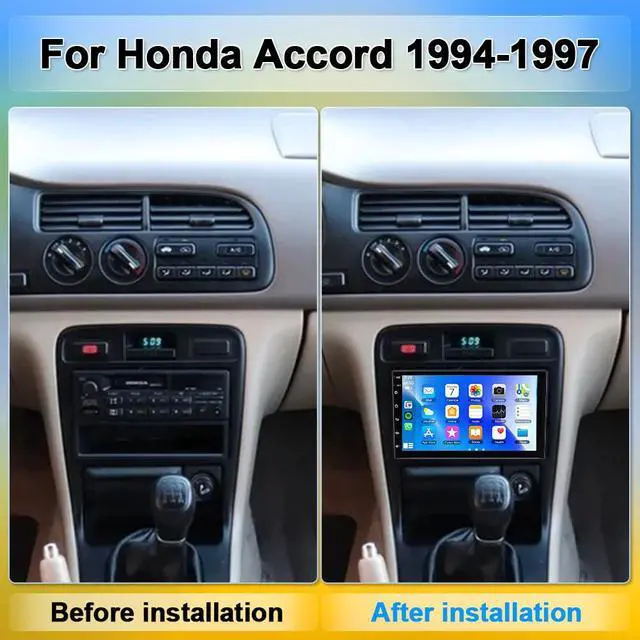 Alt view image 2 of 7 - 7 inch Car Stereo for Honda Accord 1994-1997 with Wireless Carplay | Android Auto Double Din Android 14 Radio w/HD Touchscreen Bluetooth WiFi FM/RDS GPS Mirror Link Navi Camera SWC, 2+32G