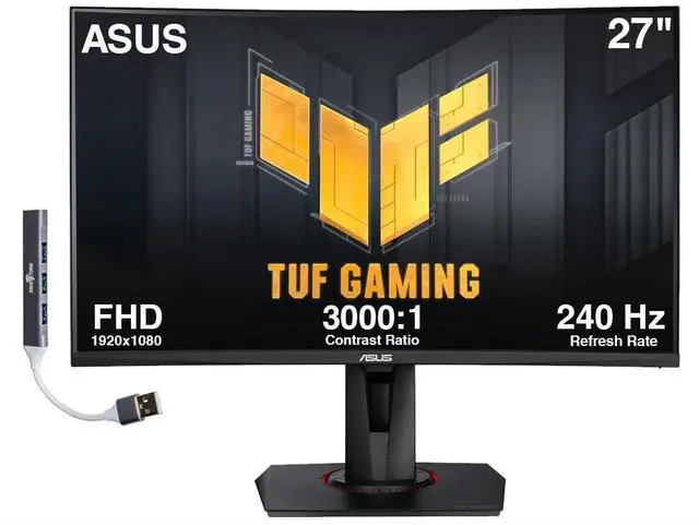 Main image of ASUS TUF 27" FHD VA Gaming Monitor with 1ms Response Time, Adaptive-sync, AMD FreeSync Premium, 240Hz, VESA Mount (100mm), HDMI, Displayport & Dockztorm USB Port Expander, Black Color (VG27VQMY)