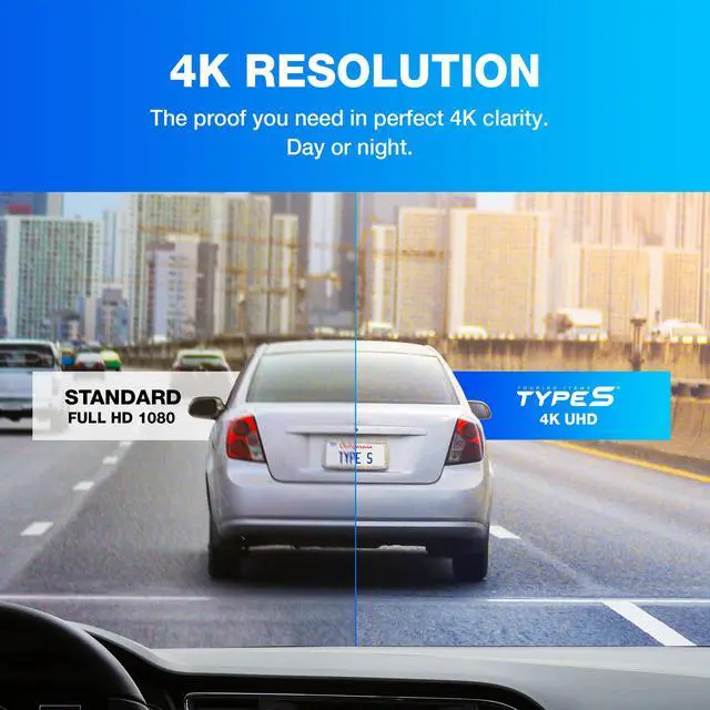 Alt view image 3 of 6 - Type S Y400 2-in-1 Car Mirror with Integrated 4K dashcam, Ultra HD Recording, Smart G-Sensor Incident Recording, Parking Surveillance, GPS, Motion Detection, 16GB SD Card Included