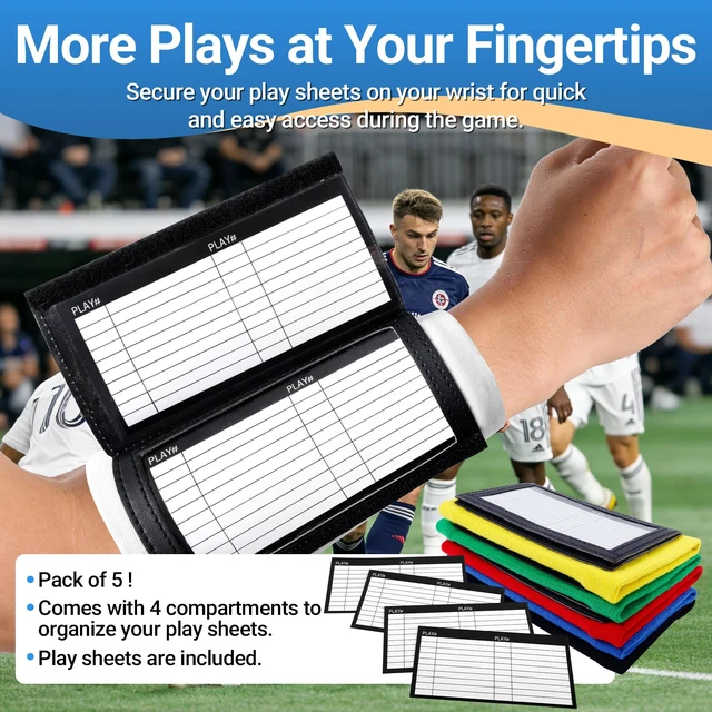 Alt view image 3 of 7 - Multicolor Football Play Wristband,Youth and Adult Softball Wristbands for Signs, Football Quarterback Play Wristbands with 3 Compartments