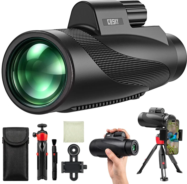 Main image of 15x52 High Powered Monocular Telescope for Adults with Tripod BAK4 Prism, FMC Optics, IPX7 Waterproof, with Tripod and Phone Holder for Bird Watching, Wildlife Viewing, Travel, Sports