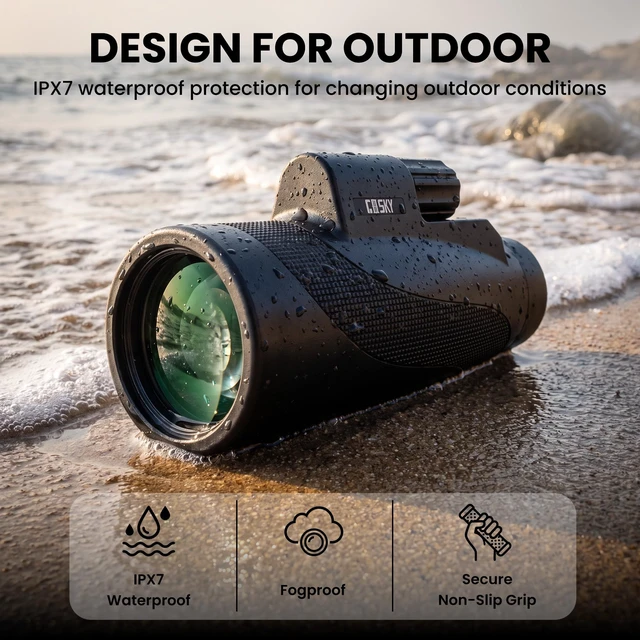 Alt view image 6 of 7 - 15x52 High Powered Monocular Telescope for Adults with Tripod BAK4 Prism, FMC Optics, IPX7 Waterproof, with Tripod and Phone Holder for Bird Watching, Wildlife Viewing, Travel, Sports