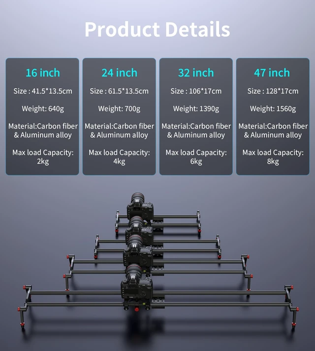 Alt view image 6 of 7 - Camera Slider 24"/60 cm Adjustable Carbon Fiber Camera Dolly Track Video Stabilizer Rail Slider Mount for Camera DSLR Video Movie Photography Camcorder Stabili & Phone, Black
