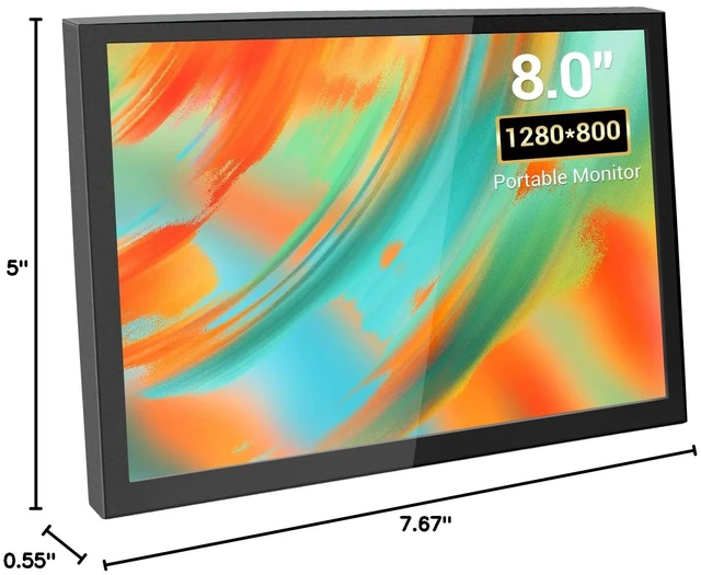 Alt view image 7 of 7 - 8 Inch Mini Monitor, Small HDMI Screen Display,1280 * 800 Resolution Portable Monitor for PC Laptop Compatible with Raspberry Pi Game Consoles