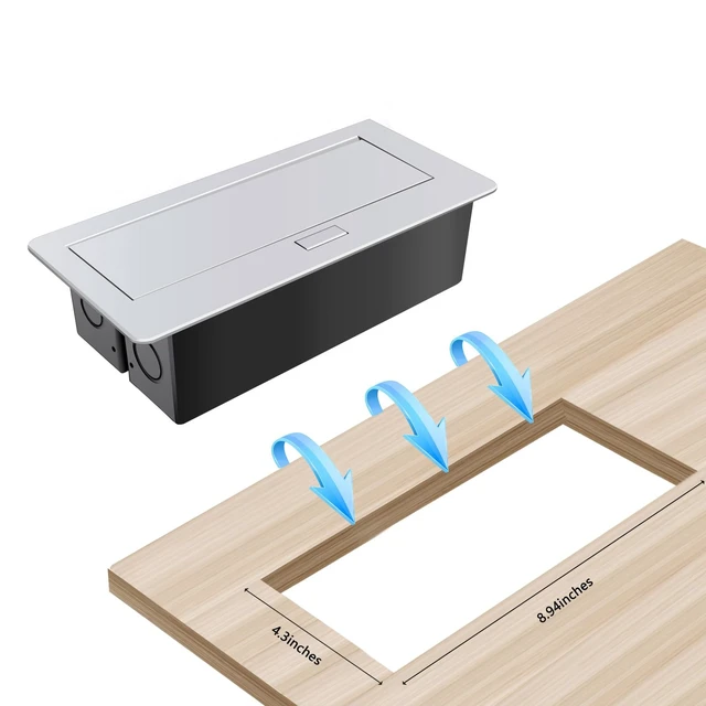 Alt view image 7 of 7 - Pop up Outlet; Power Strip; Embedded countertop Outlet; 4 Power Outlets with USB-C PD 20W Fast Charging 16AWG Power Cord; Suitable for Office, Conference, Home, Book Rooms -Silver
