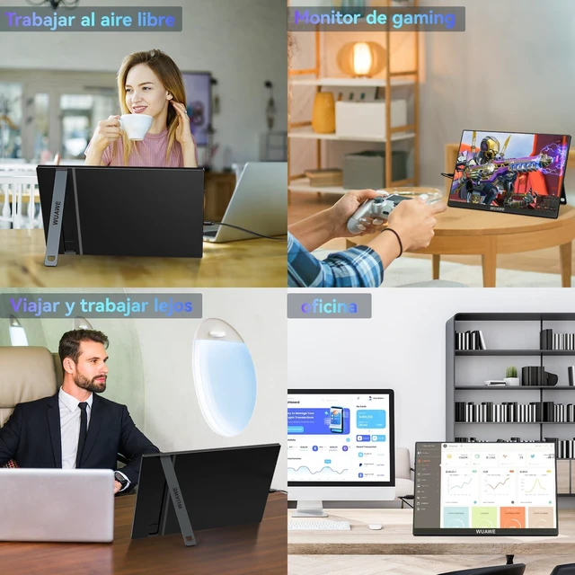 Alt view image 7 of 7 - 16" 1200P 120Hz Portable Monitor, 100% sRGB Portable Gaming Monitor with Built-in Stand,HDR and Freensync, External USB C Monitor for Laptop, PC, Phone, Switch and PS5 (Black)