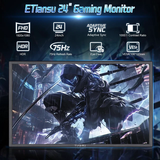 Alt view image 2 of 7 - 24in 75Hz FreeSync 100%sRGB,90%DCI-P3 HDMI EyeCare for Game,Office 24in 75hz 100%sRGB 90%DCI-P3 HDMI2.0 VESA Eyes Care mode Vibrant IPS HDR400 Smooth Responsive Performance
