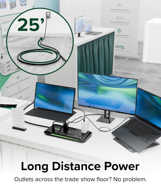 Alt view image 3 of 7 - Surge Protector Power Strip with USB and 12 AC Outlets Built-in 10.5W 2-Port USB Charger for Android, Apple iOS, and Windows Mobile Devices, 25 Foot Extension Cable