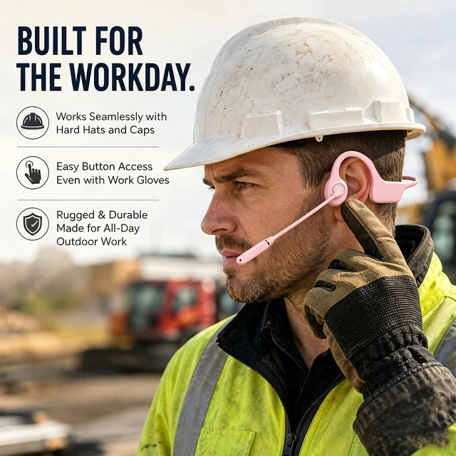 Alt view image 6 of 7 - Open-Ear Headphones with Noise-Canceling Mic, Bone Conduction Headphones AI ENC Noise Cancellation, One-Click Mute, Magnetic Charging, Bluetooth 6.0, Dual Device Connection, for Drivers Learners